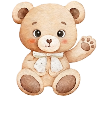 petit ourson qui fait coucou avec une patte